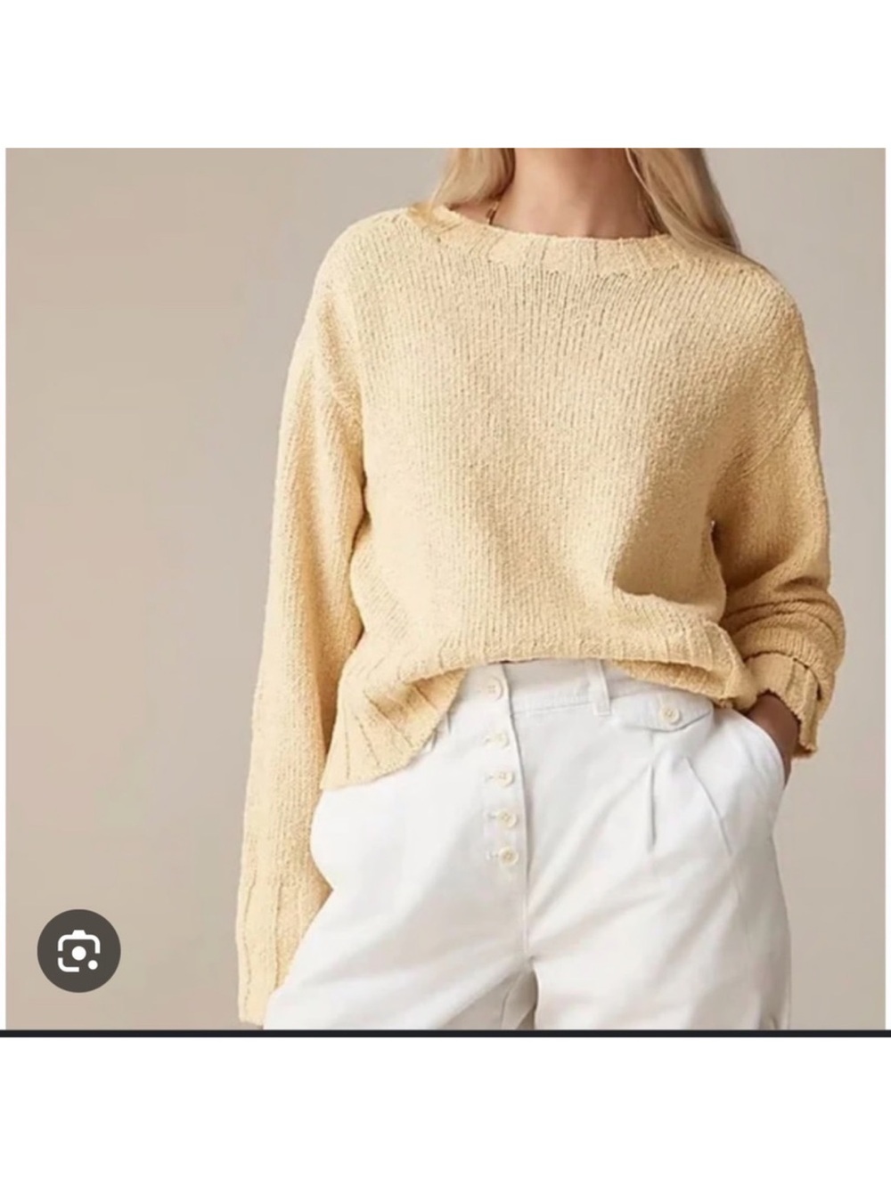 J. Crew Textured Crewneck Sweater in Soft Butter Yellow Cropped size Small